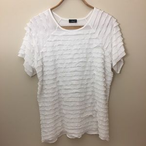 [Ashley J] White Ruffled Top